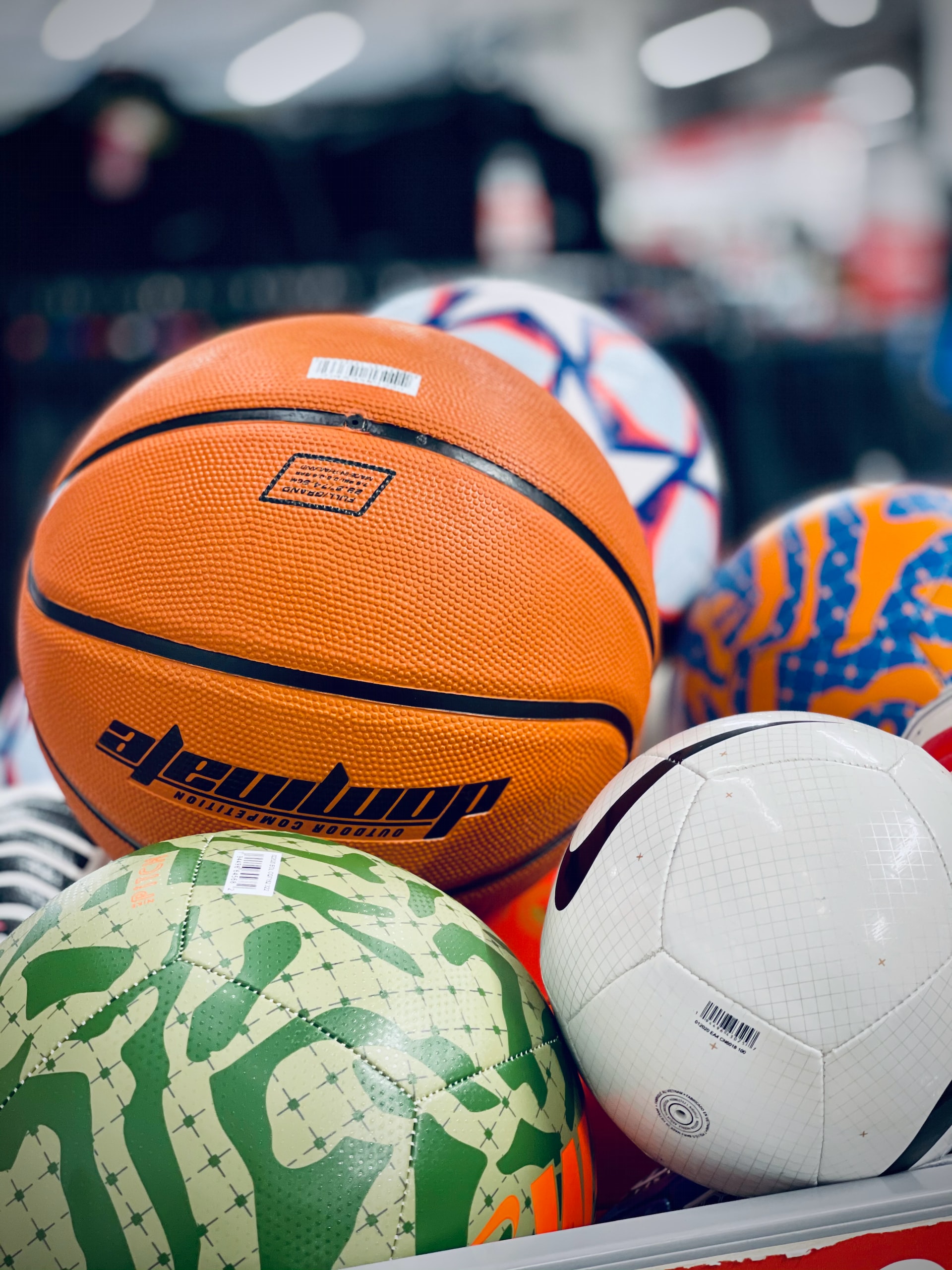 Basketball Balls on Display at Decathlon Sport Warehouse Store